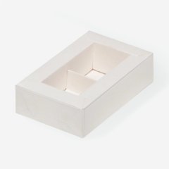 Коробка на 2 конфеты с прозрачной крышкой белая 11,5х7х3 см 049900