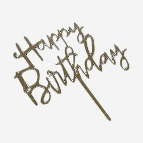 Топпер декоративный акриловый "Happy Birthday" Серебро 9х12 см 550928