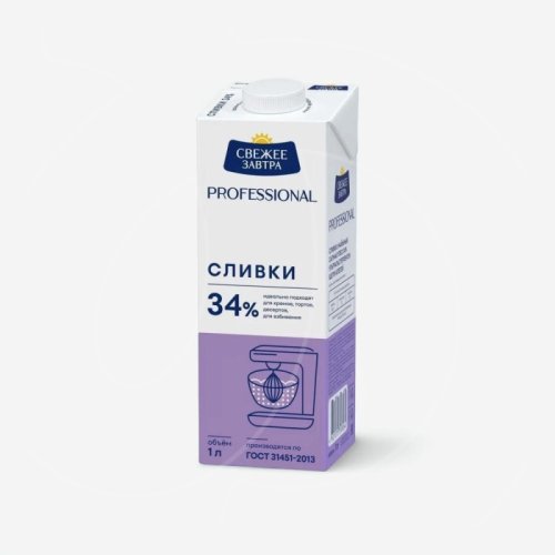 Сливки ультрапастеризованные Свежее завтра 34% 1 л 
